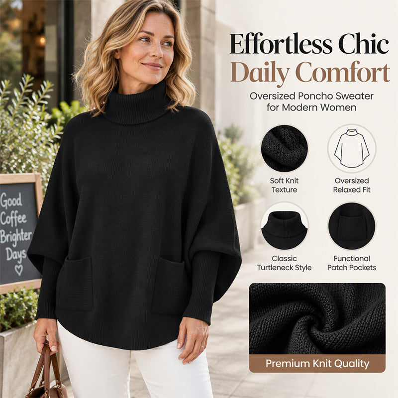 ❄️🧶 Women's Turtleneck Batwing Sleeve Sweater | Cozy Warmth, Flattering Drape – Chic & Comfy for Cold Days ✨