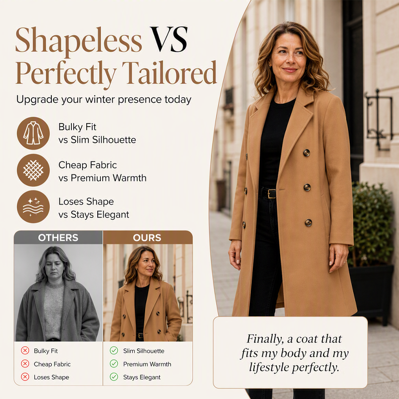 🌨️🧥 Women's Double Breasted Wool Blend Coat | Tailored Elegance, Cozy Warmth – Timeless Layer for Cold Days ✨