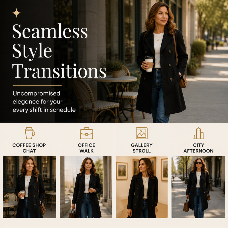 🌨️🧥 Women's Double Breasted Wool Blend Coat | Tailored Elegance, Cozy Warmth – Timeless Layer for Cold Days ✨
