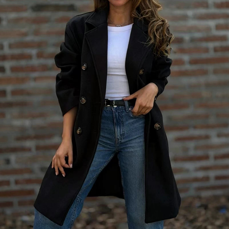 🌨️🧥 Women's Double Breasted Wool Blend Coat | Tailored Elegance, Cozy Warmth – Timeless Layer for Cold Days ✨