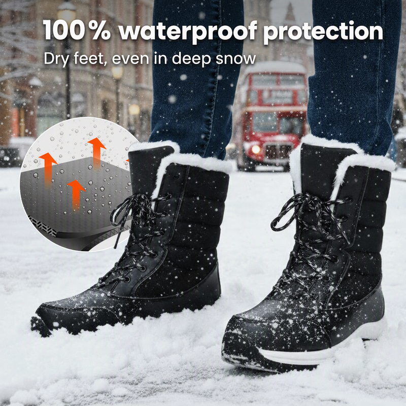 ❄️🥾 Women's Waterproof Plush-Lined Snow Boots | Dry & Toasty – Cozy Mid-Calf Warmth for Winter Days ✨