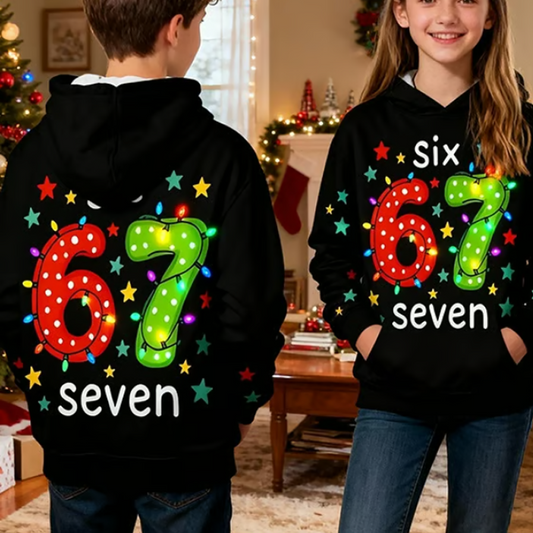 Kids' "67" Graphic Christmas Pullover Hoodies