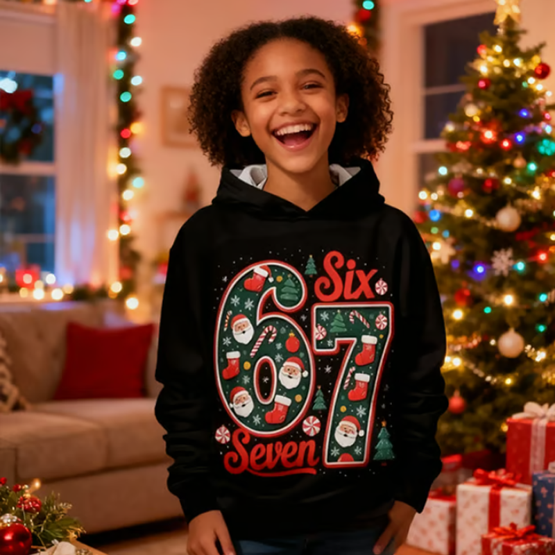 Kids' "67" Graphic Christmas Pullover Hoodies