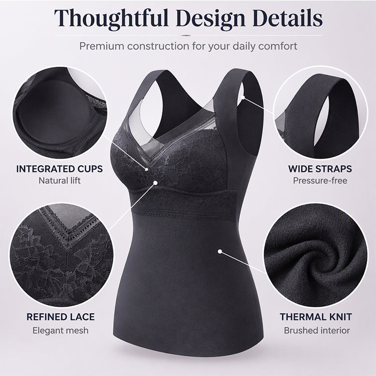 👙 Women's Slim Fit Thermal Camisole with Built-In Bra | No bulky layers, no uncomfortable bra wires – Slim, warm & seamless for chilly days ✨