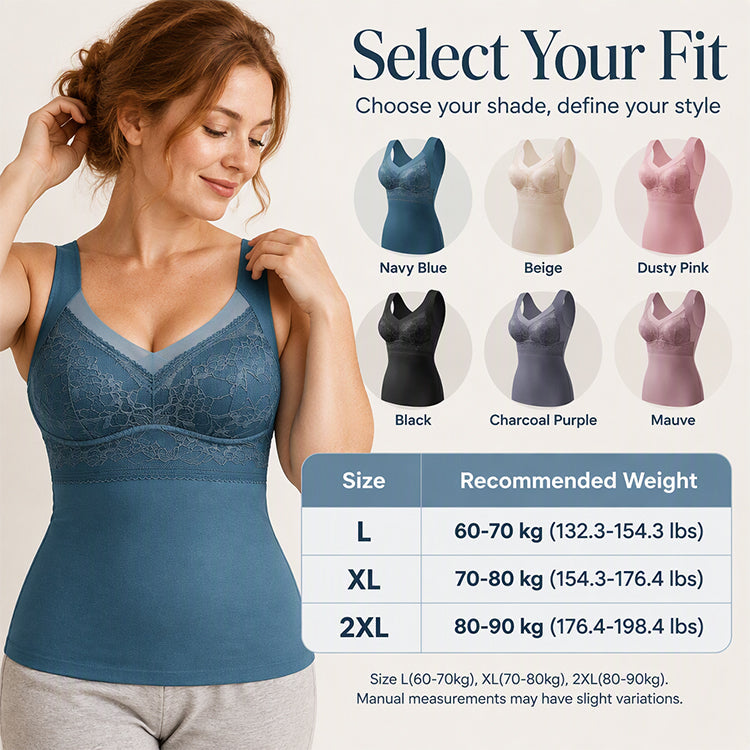 👙 Women's Slim Fit Thermal Camisole with Built-In Bra | No bulky layers, no uncomfortable bra wires – Slim, warm & seamless for chilly days ✨