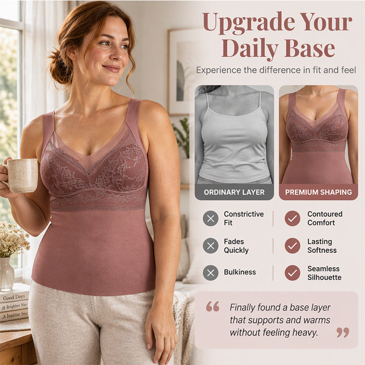 👙 Women's Slim Fit Thermal Camisole with Built-In Bra | No bulky layers, no uncomfortable bra wires – Slim, warm & seamless for chilly days ✨