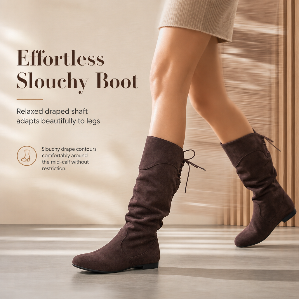 ❄️👢 Women's Lace Up Slouchy Mid-Calf Boots | No Stiff Boots, No Boring Basic Style – Lace Up Design, Slouchy Fit & Versatile Mid-Calf Length ✨