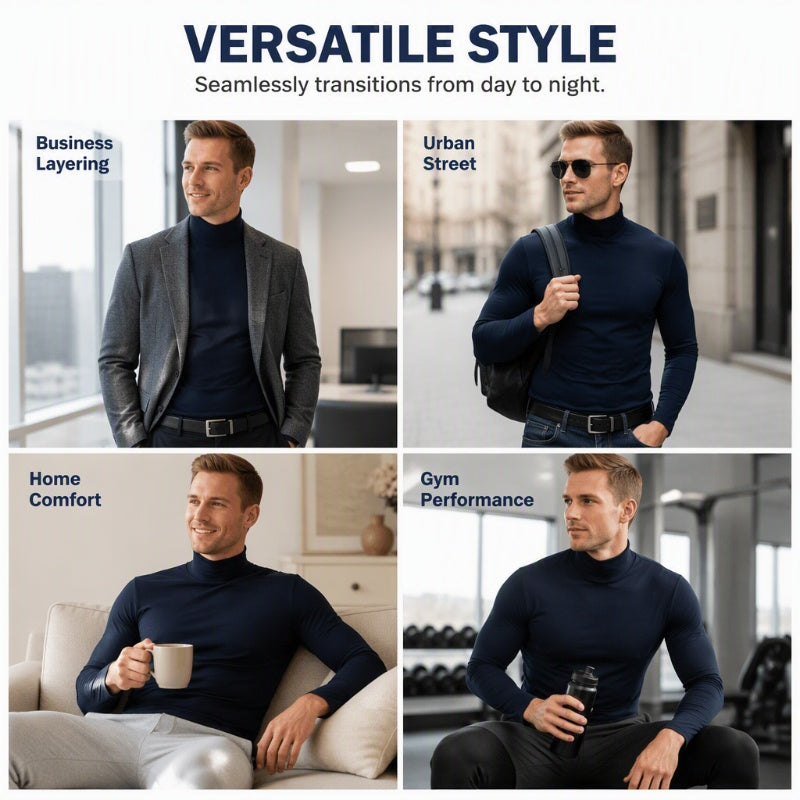 🍁🧶 Men's Slim Fit Mock Turtleneck | No Bulky Collar, No Shapeless Fit – Sleek Silhouette, Modern Mock Neck & Everyday-Ready ✨