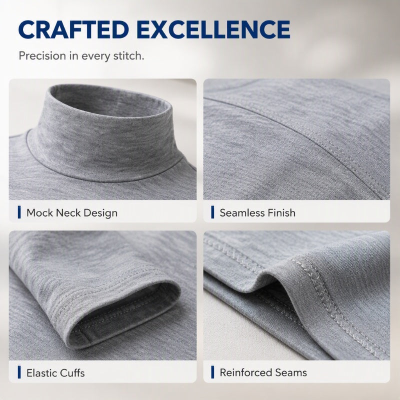 🍁🧶 Men's Slim Fit Mock Turtleneck | No Bulky Collar, No Shapeless Fit – Sleek Silhouette, Modern Mock Neck & Everyday-Ready ✨