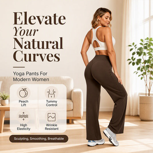 👖🧘 Women's High-Waisted Yoga Pants | No Rolling Waistband, No Restrictive Movement – High-Waisted, Wide-Leg, High Elasticity & Wrinkle Resistant ✨