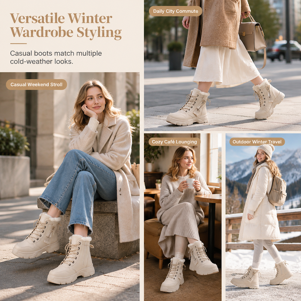 ❄️👢 Women Winter Snow Boots | No Cold Feet in Winter, No Slipping on Snowy Roads – Warm Plush Lined, Thick Sole & High Top Ankle Boots ✨