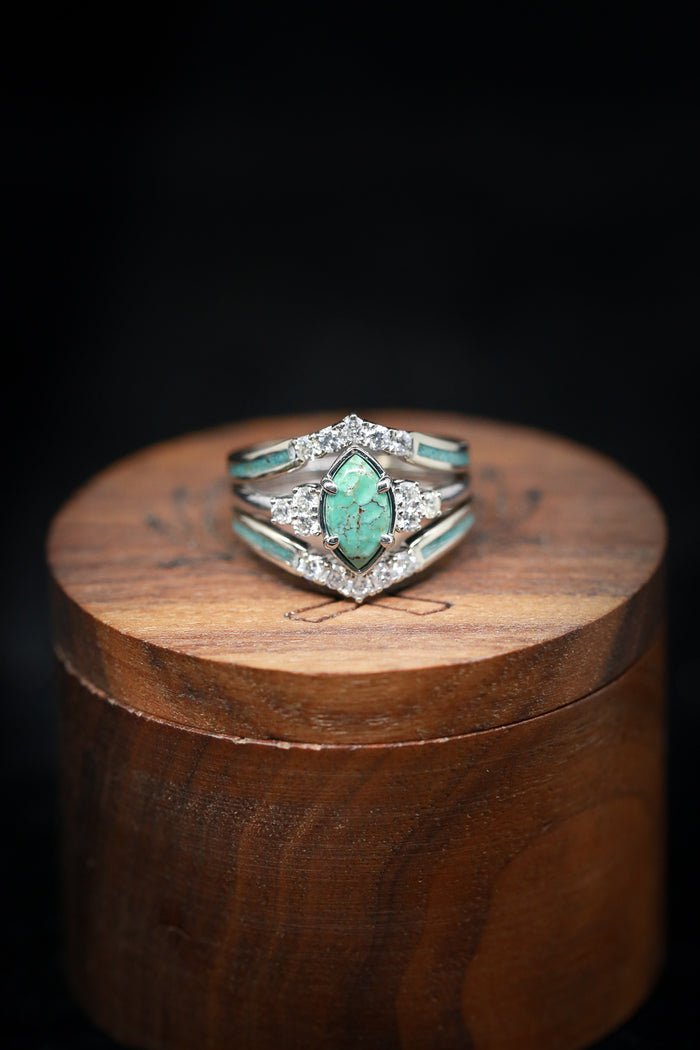 Sterling Silver Natural Turquoise Diamond Ring-2