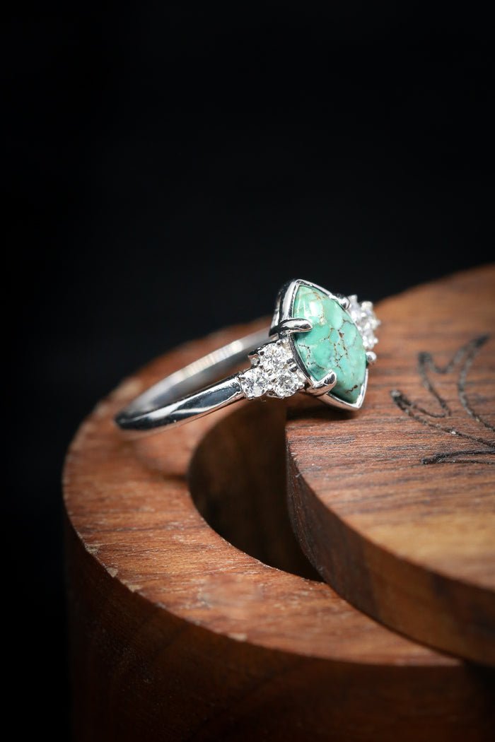 Sterling Silver Natural Turquoise Diamond Ring-3