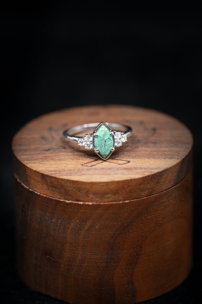 Sterling Silver Natural Turquoise Diamond Ring-4