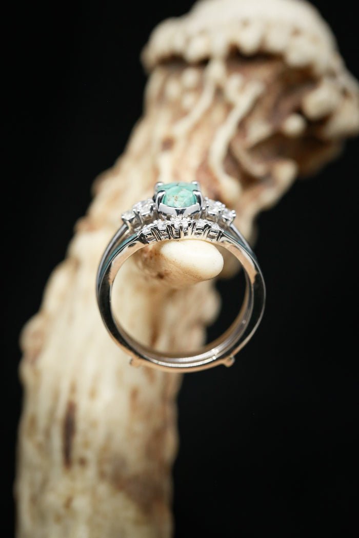Sterling Silver Natural Turquoise Diamond Ring-5