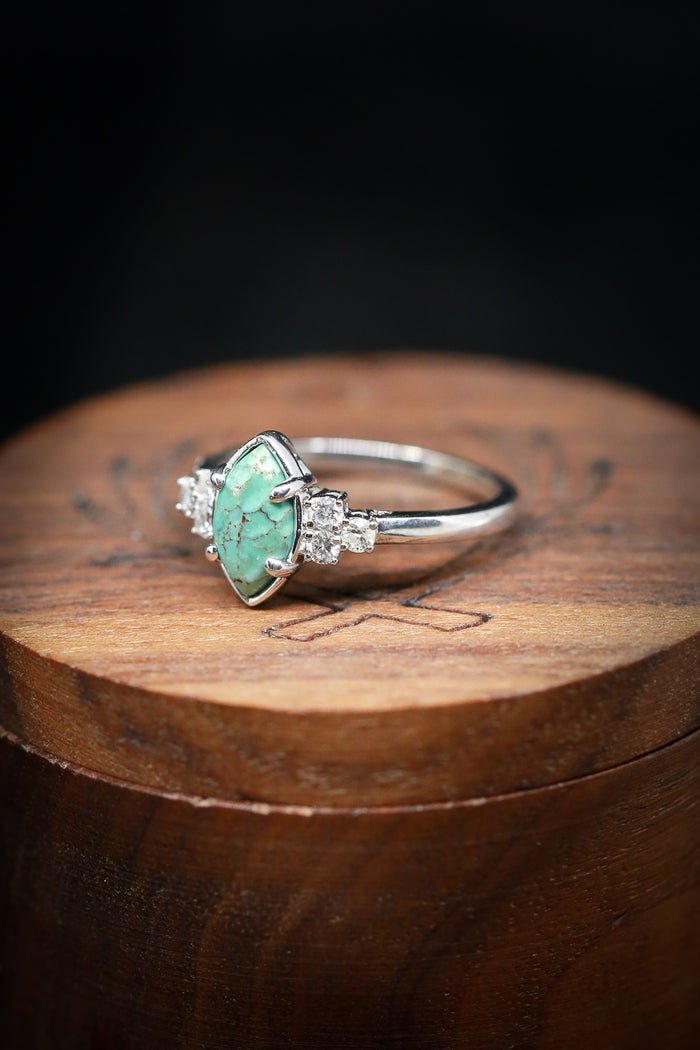 Sterling Silver Natural Turquoise Diamond Ring-6