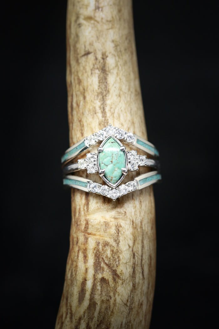 Sterling Silver Natural Turquoise Diamond Ring-7